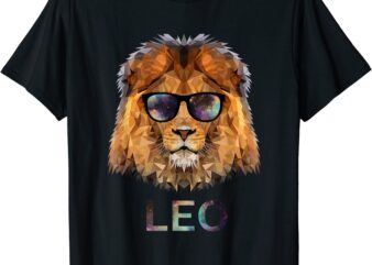 leo zodiac lion with cool sunglasses birthday t shirt men