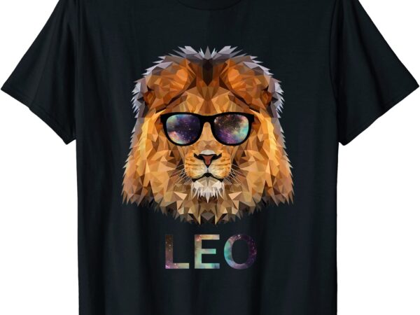 Leo zodiac lion with cool sunglasses birthday t shirt men
