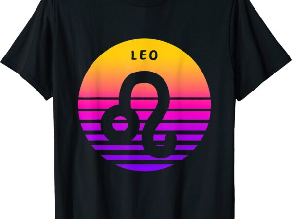 Leo zodiac sign vintage sunset leo39s birthday cool retro t shirt men