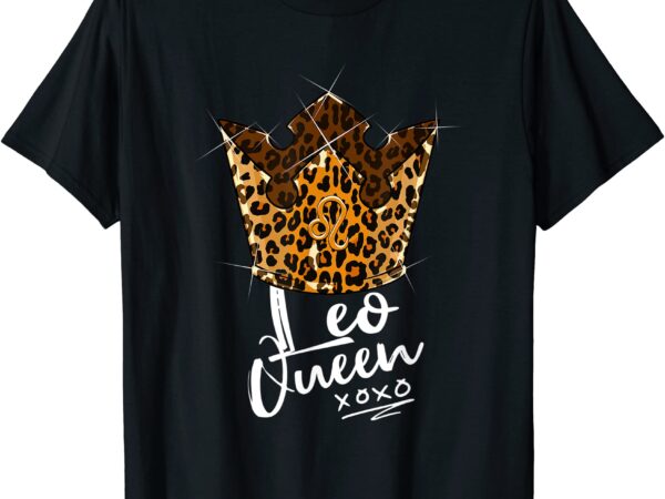 Leopard leo queen zodiac sign with leopard pattern crown t shirt men