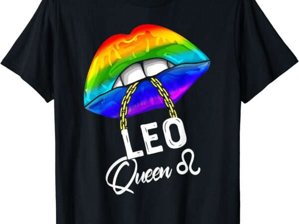 Lgbtq leo queen lips zodiac rainbow gay pride flag lesbain t shirt men