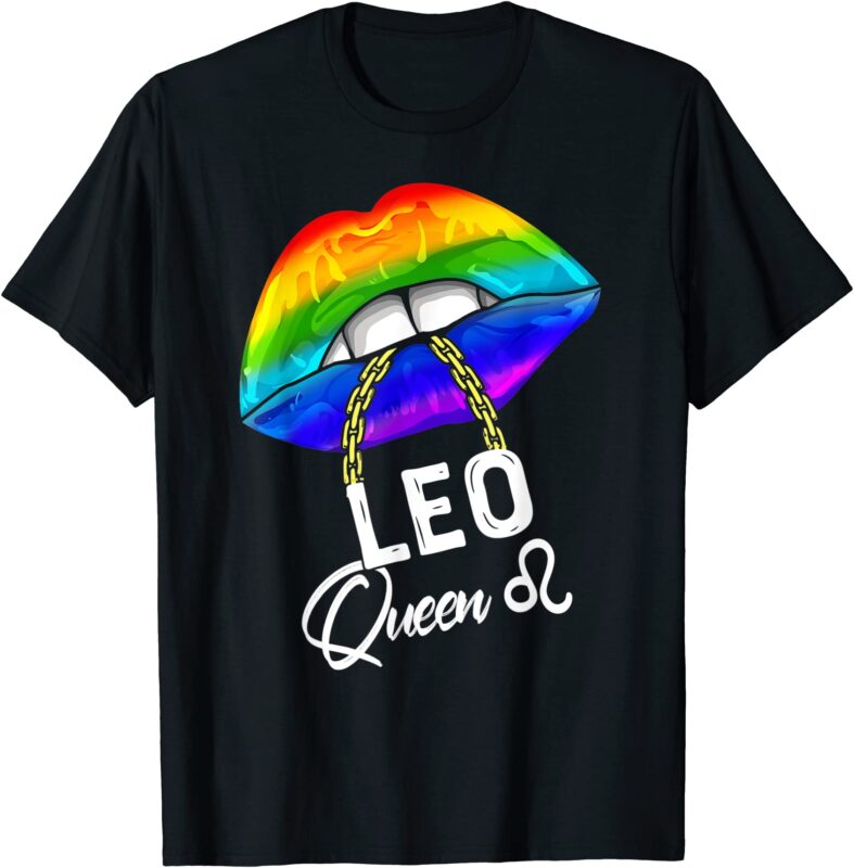 lgbtq leo queen lips zodiac rainbow gay pride flag lesbain t shirt men