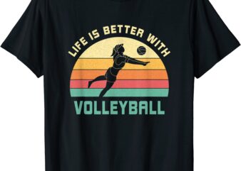 life is better with volleyball saying volleyball training t shirt men