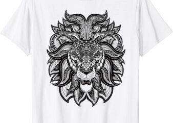 lion head zen tangle style white and black leo zodiac gift t shirt men