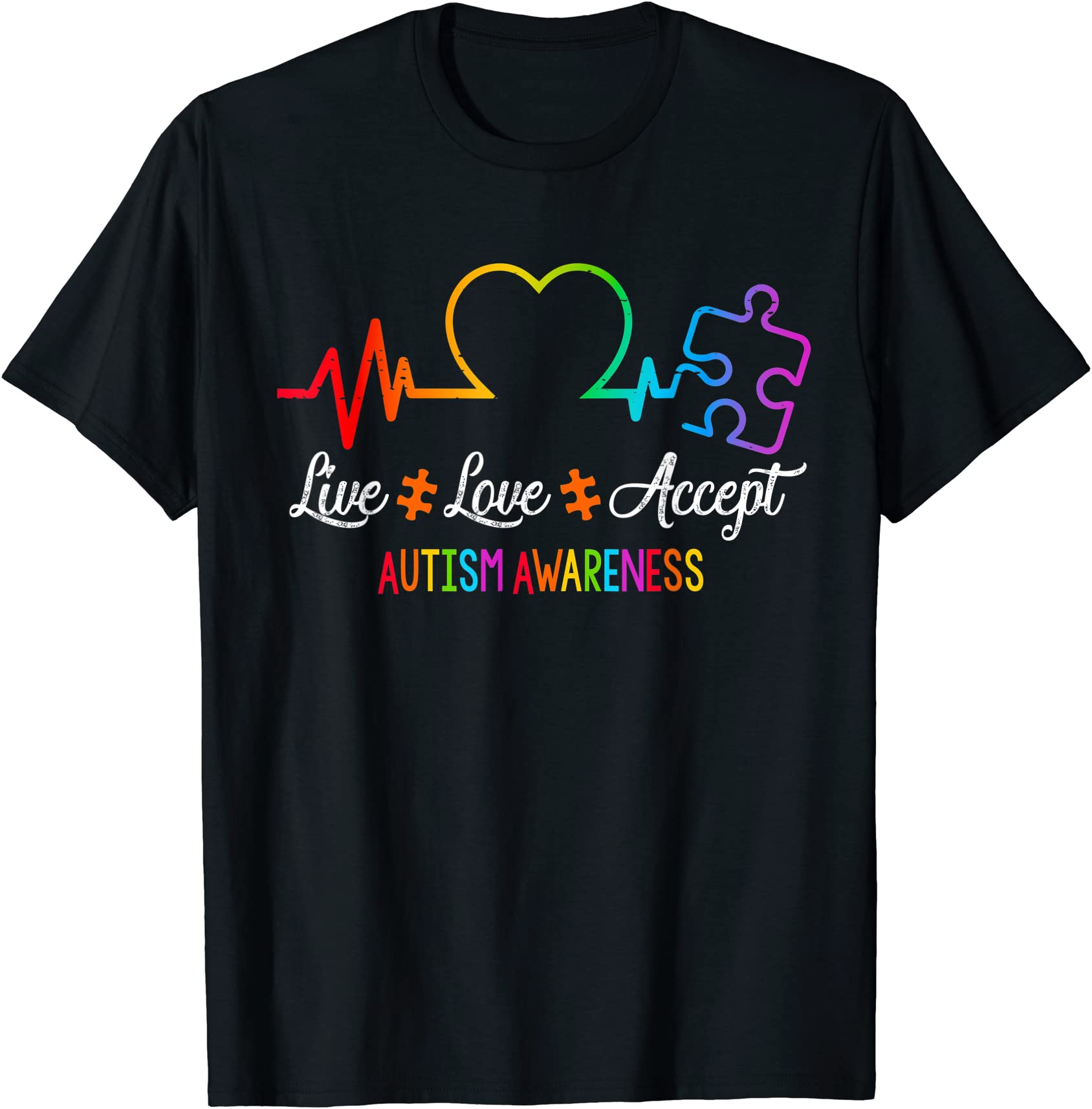 live love accept autism awareness tie dye puzzle heartbeat t shirt men ...