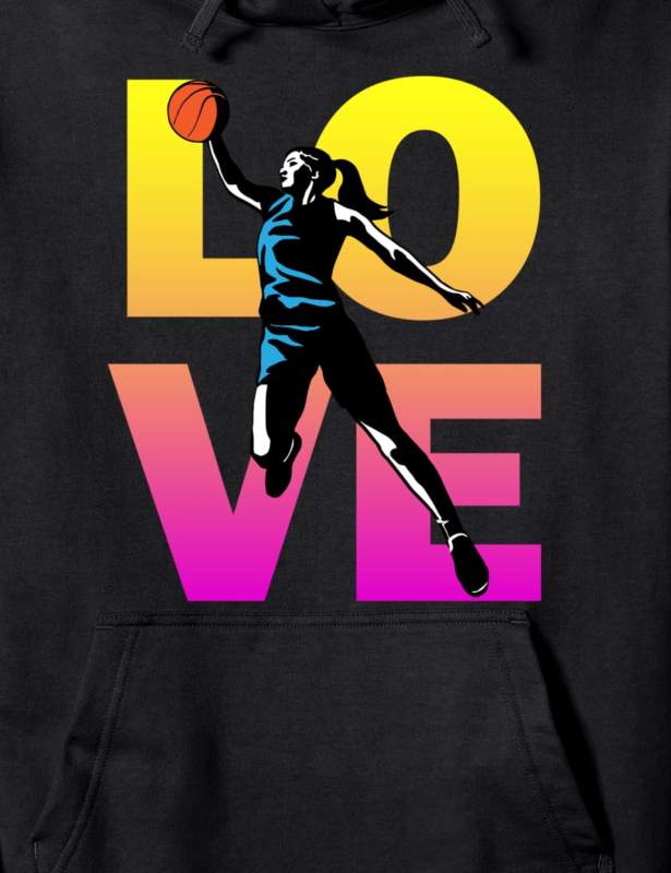 love basketball teen girls women pullover hoodie unisex