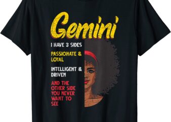 melanin afro women zodiac sign gemini t shirt men