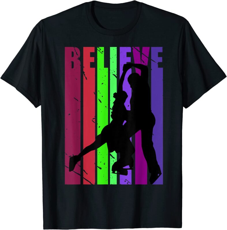 mens retro couples ice skating dancing dance figure team colorful t ...
