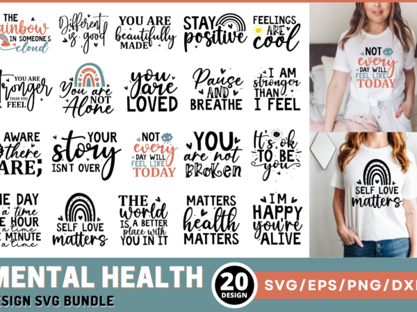 Mental health svg bundle t shirt designs for sale