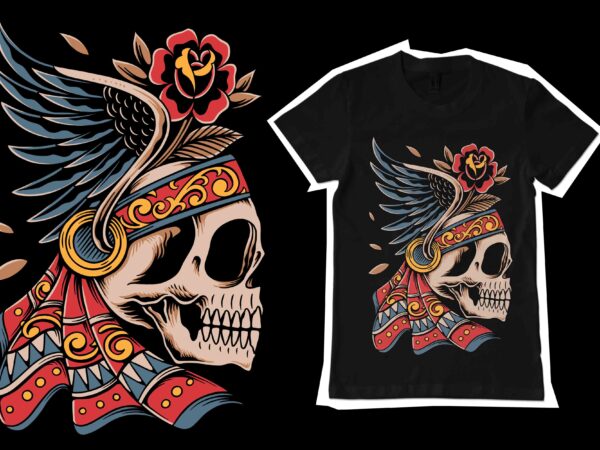 Mexican skull illustration for t-shirt