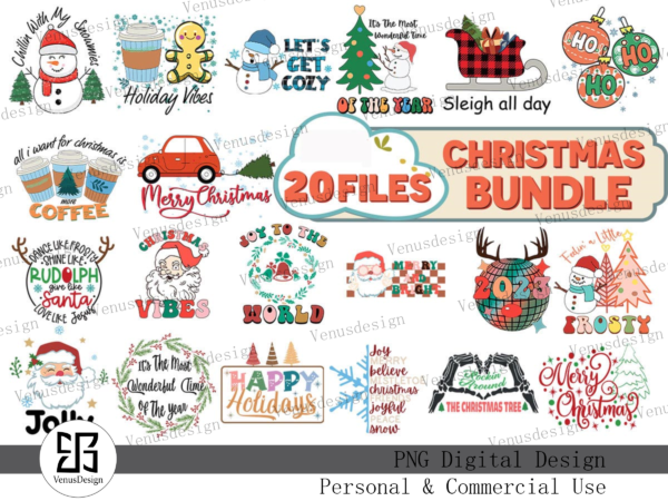 Retro christmas quotes png bundle t shirt design online