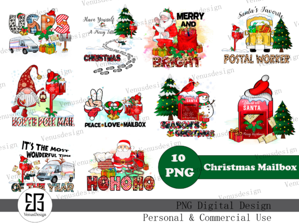 Christmas mailbox sublimation bundle t shirt vector file