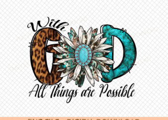 God Christian Png, God Christian Sublimation Designs, Turquoise, Leopard Print, Daisy Design, Faith Png, Sublimation Design Download