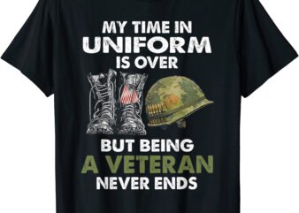 my time in uniform is over but being a veteran never ends t shirt men