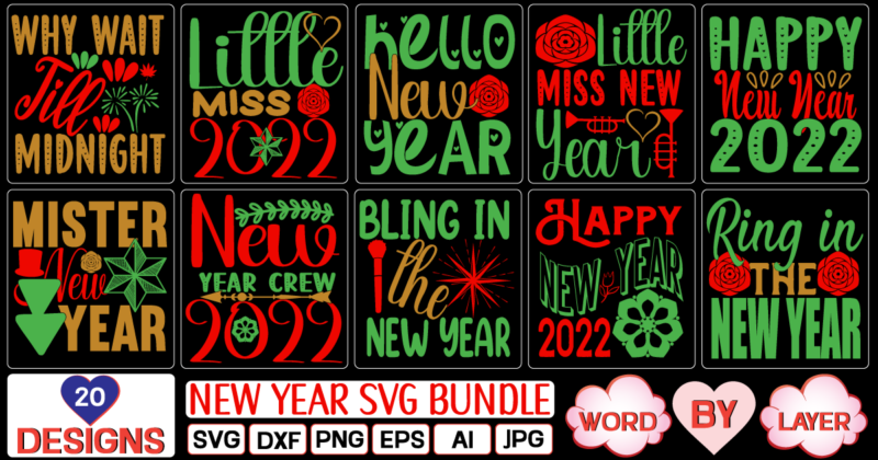 New Year svg bundle SVG Cut File