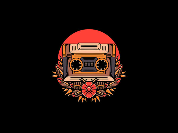 Oldschool cassette t shirt design online