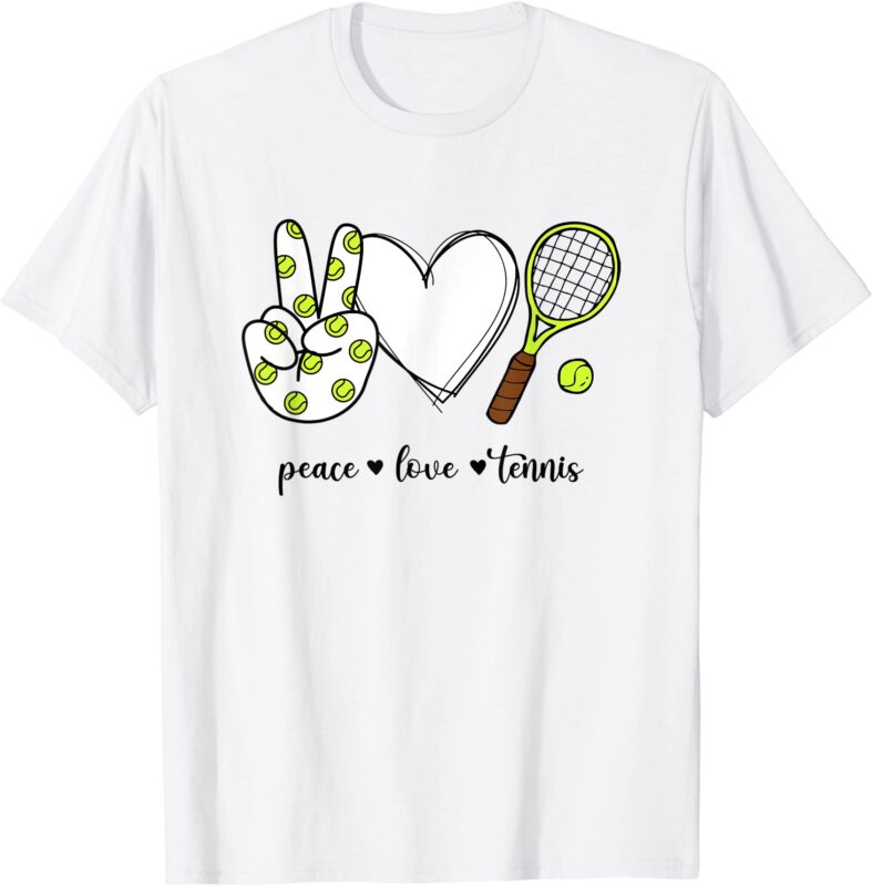 peace love tennis peace hand sign tennis lover t shirt men