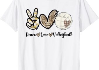 peace love volleyball mom leopard print cheetah pattern t shirt men