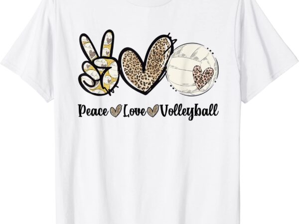 Peace love volleyball mom leopard print cheetah pattern t shirt men