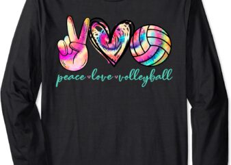 peace love volleyball player tie dye style women teen girls long sleeve t shirt unisex