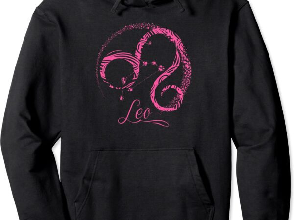 Pink leo zodiac sign constellation star july august birthday pullover hoodie unisex t shirt illustration