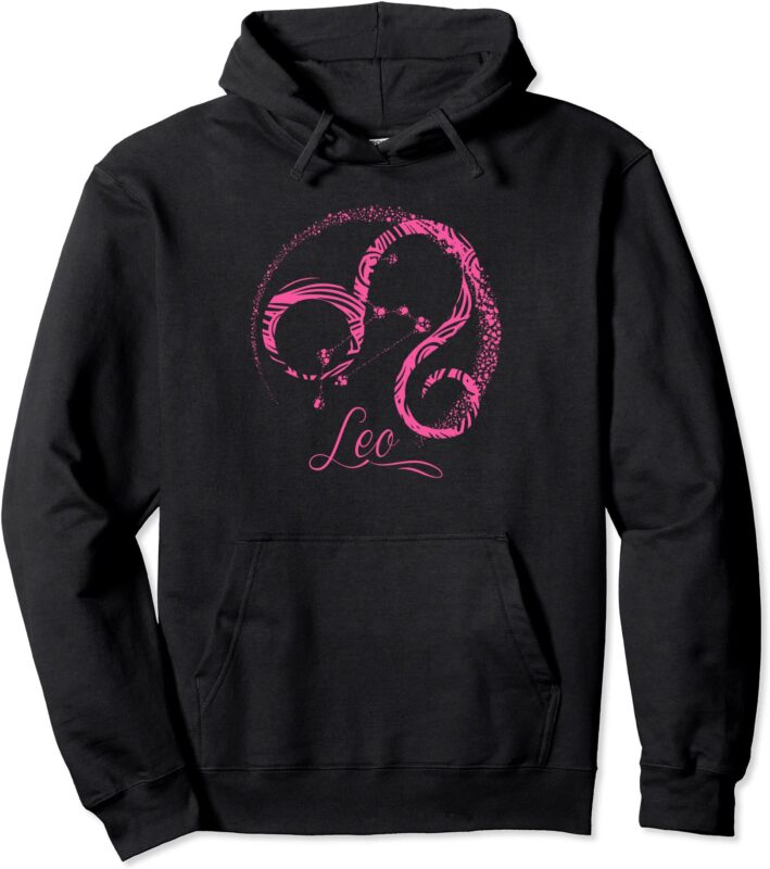 pink leo zodiac sign constellation star july august birthday pullover hoodie unisex