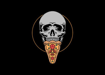 skull pizza t shirt template vector