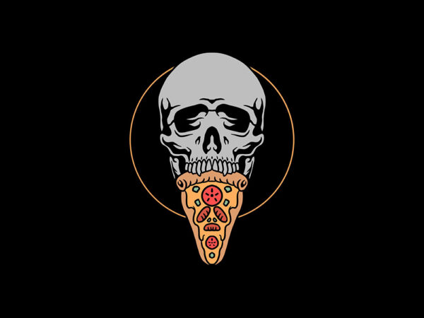 Skull pizza t shirt template vector