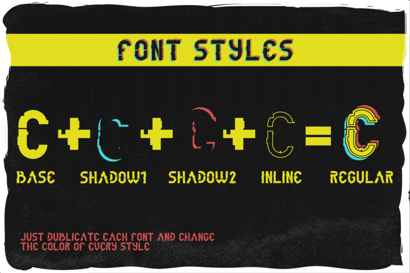 Hologram font + 4 t-shirt designs