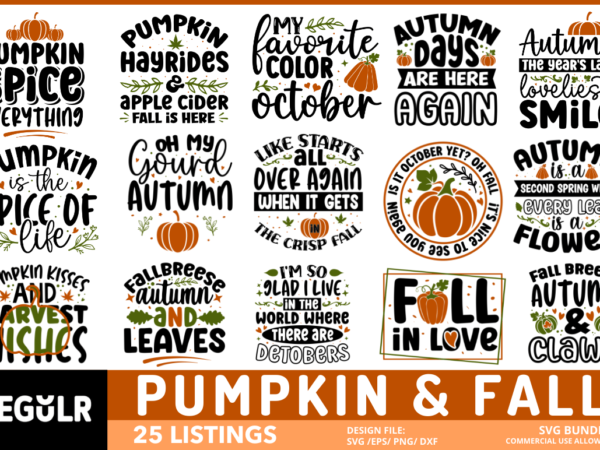 Pumpkin and fall svg bundle t shirt illustration