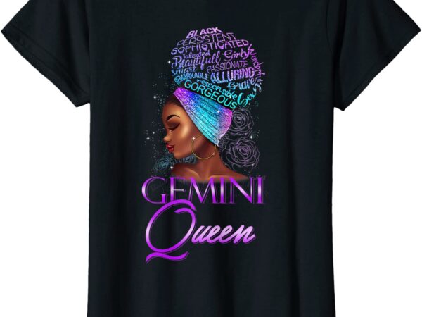 Purple gemini queen african american woman may june womens t shirt women