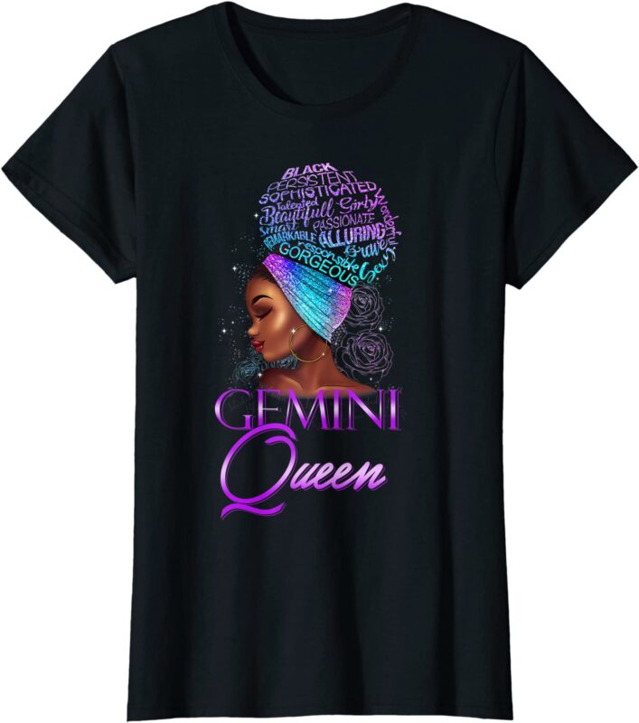 purple gemini queen african american woman may june womens t shirt women