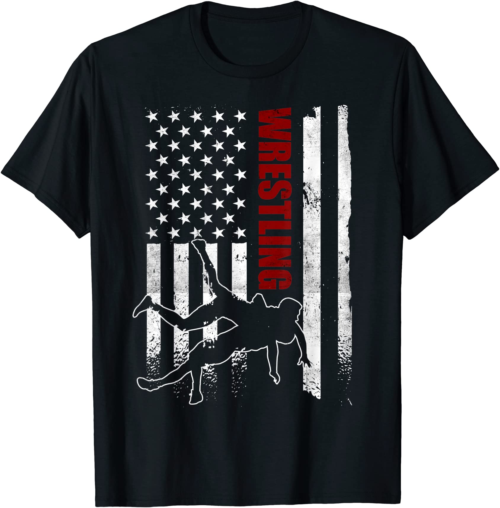retro american wrestling apparel us flag wrestling t shirt men - Buy t ...