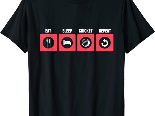 Retro eat sleep cricket game cricket players field sports t shirt men