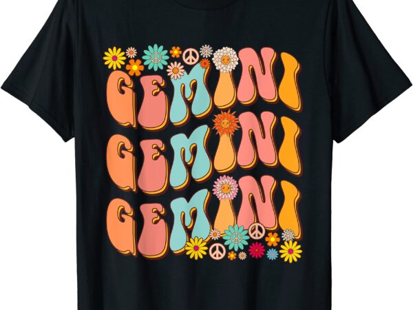 Retro hippie gemini birthday funny gemini zodiac birthday t shirt men