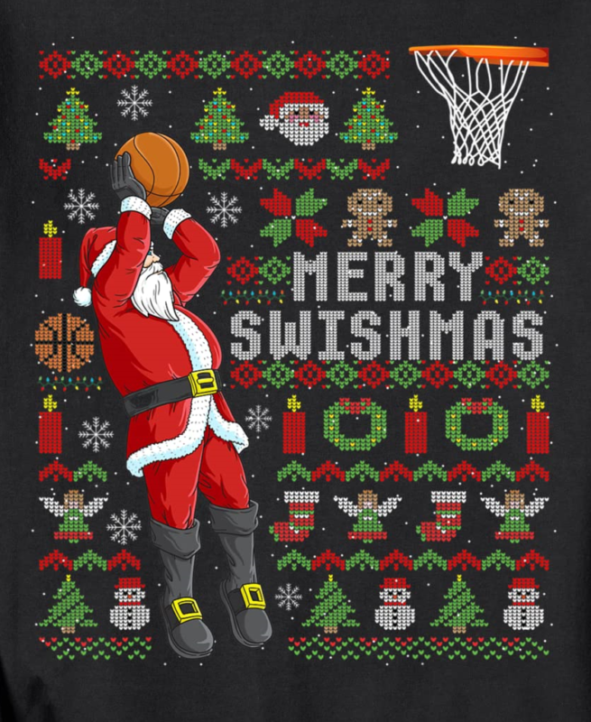 santa playing basketball ugly christmas sweater holiday tee sweatshirt unisex