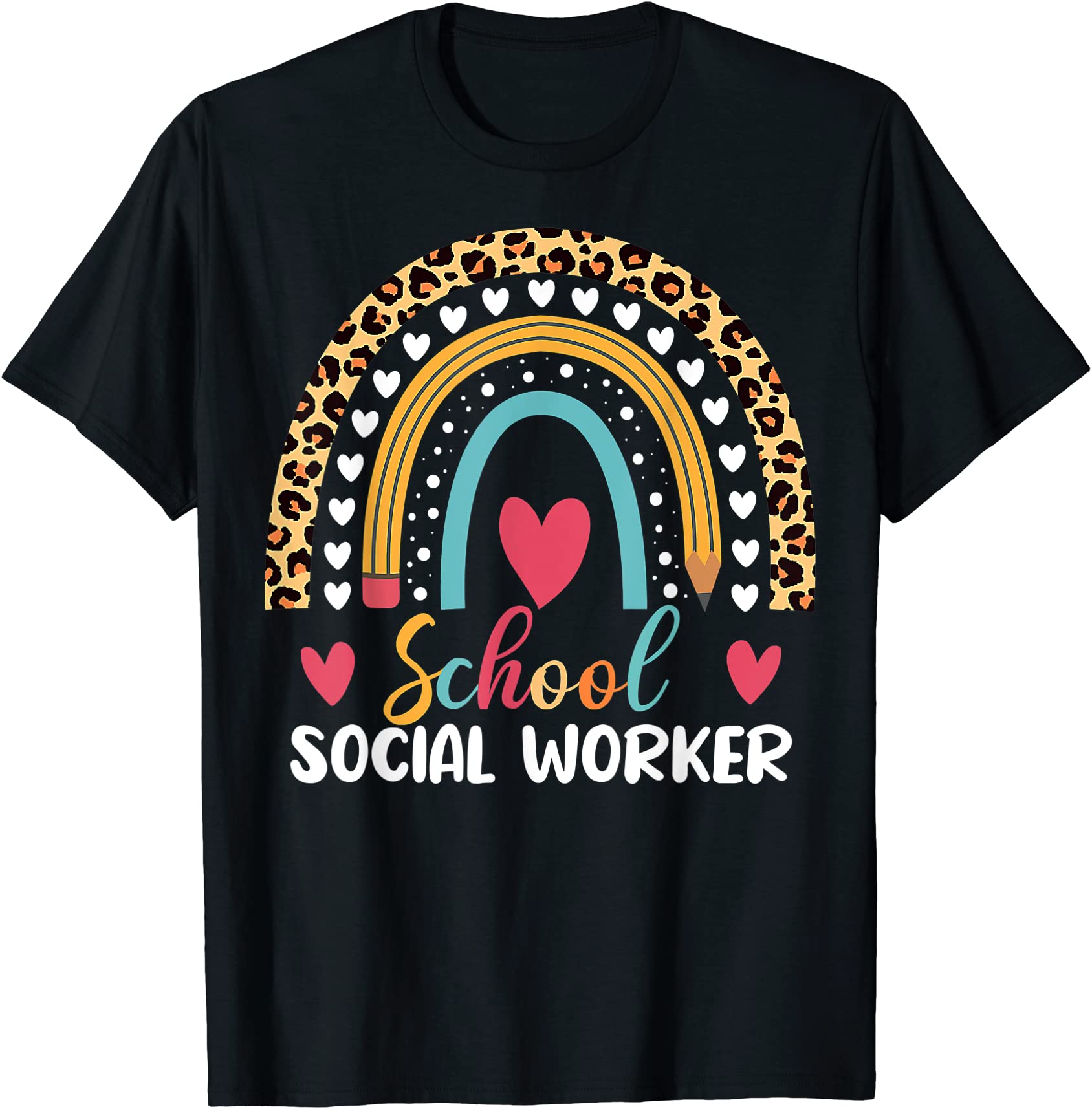 school social worker boho rainbow leopard pattern t shirt men - Buy t ...