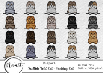 Scottish Fold Cat – Peeking Cat Bundle – 20 PNG files