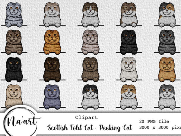 Scottish fold cat – peeking cat bundle – 20 png files t shirt template vector