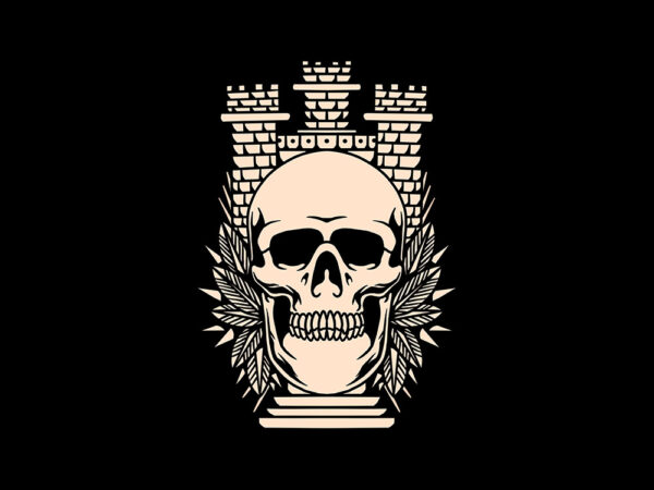 Skull castle t shirt template vector