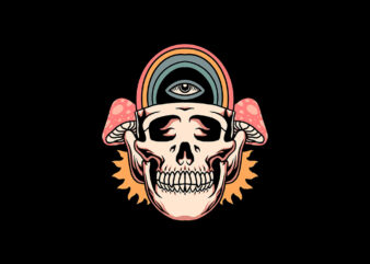 skull trippy streetwear t shirt template vector