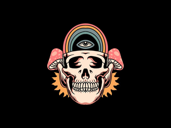 Skull trippy streetwear t shirt template vector