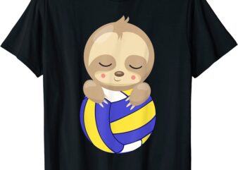 sleepy lazy sloth with volleyball sport beach volley t shirt men