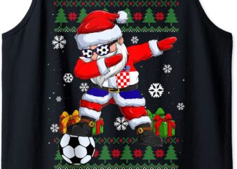 soccer dabbing santa croatia flag ugly christmas sweater tank top men