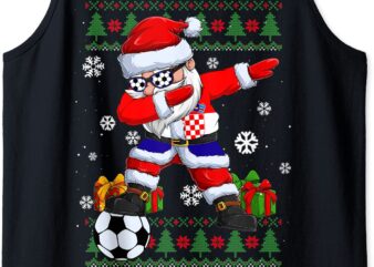 soccer dabbing santa croatia flag ugly christmas sweater tank top men