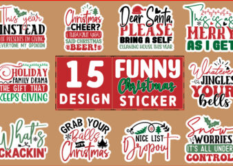 Funny Christmas Sticker Bundle t shirt graphic design