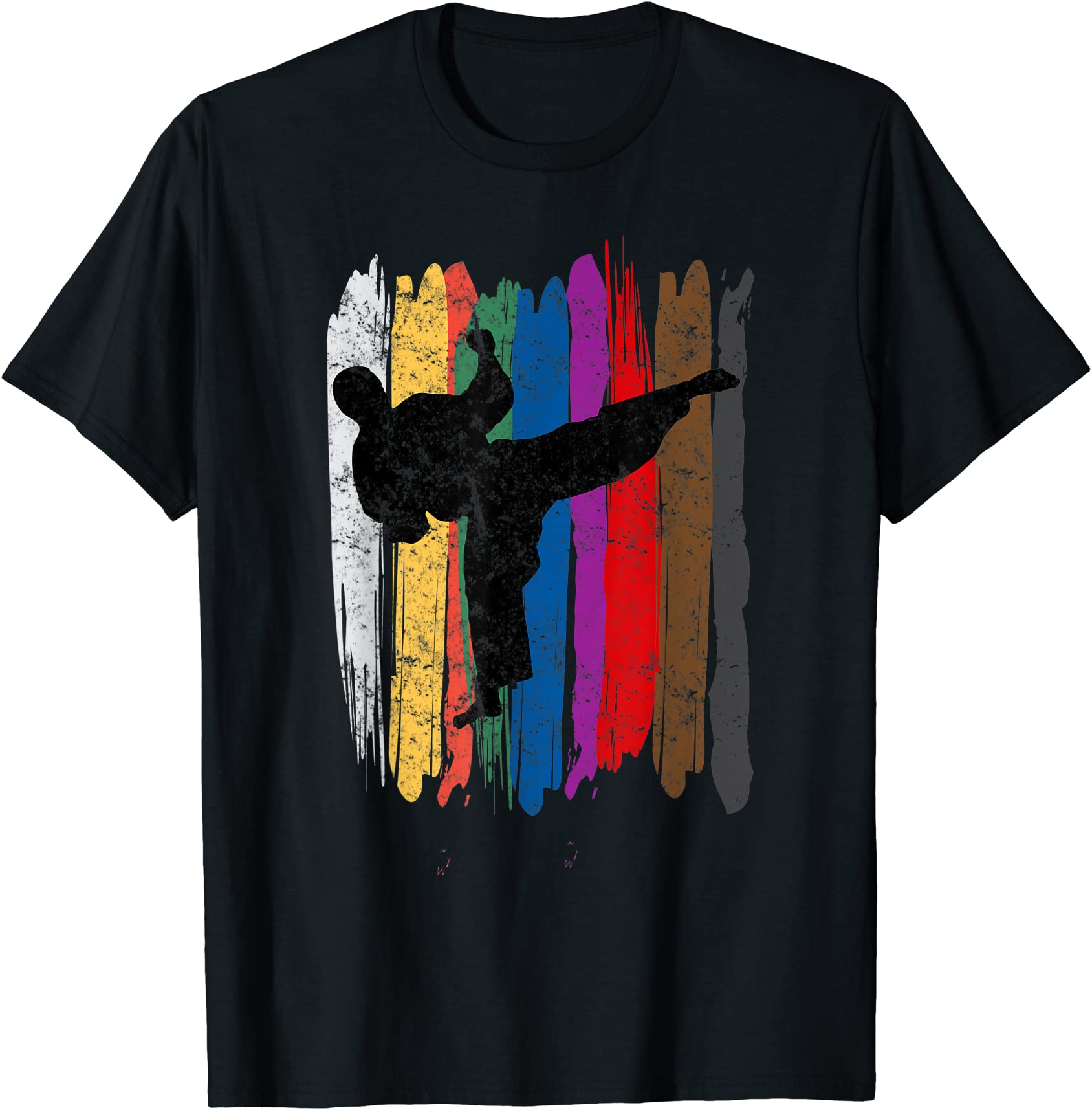 taekwondo belts silhouette distressed martial arts gift t shirt men