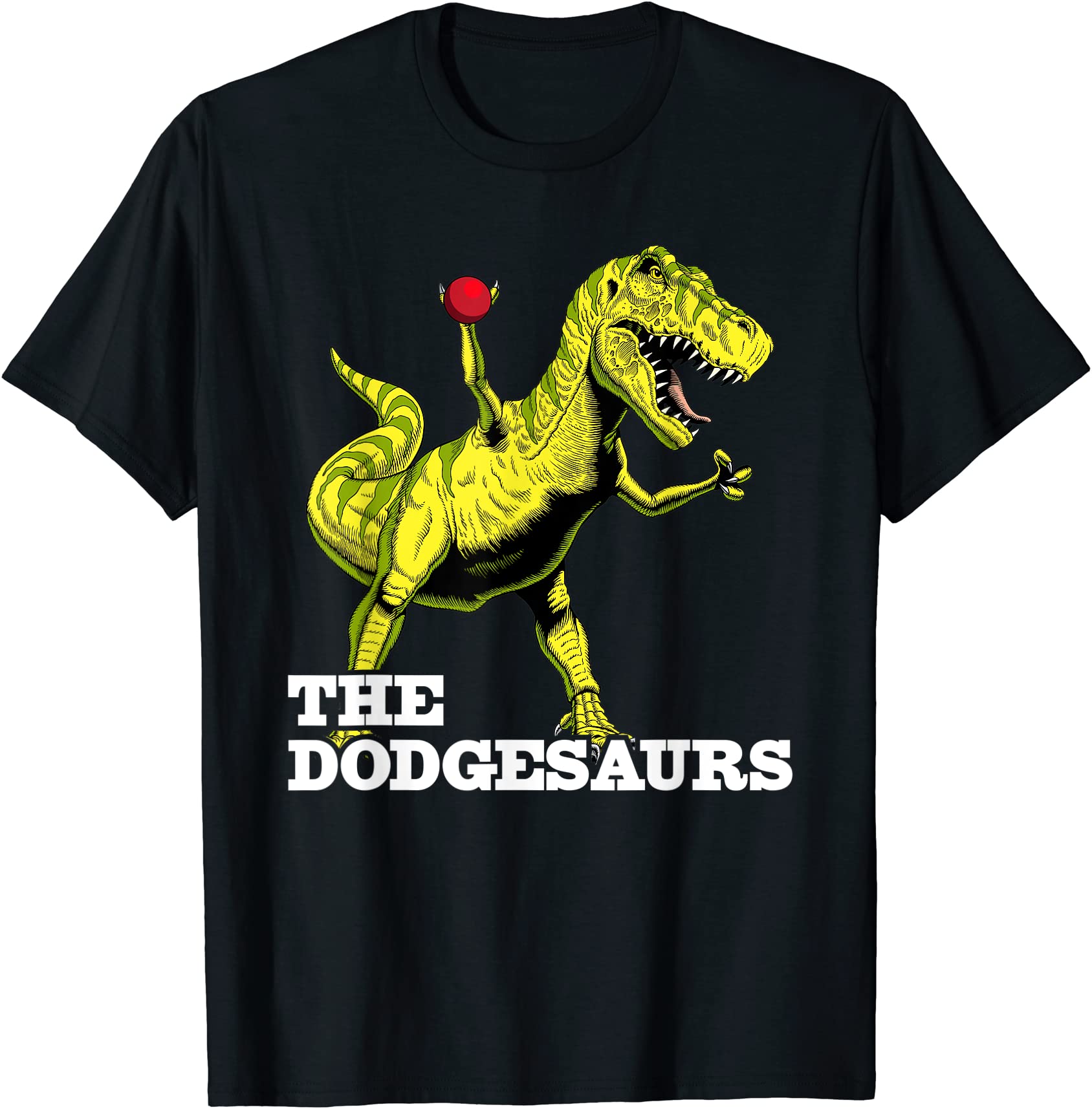 the dodgesaurs dodgeball team funny dino dinosaur sports t shirt men ...