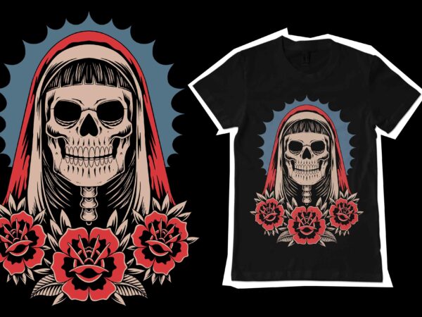 The nun illustration for t-shirt design - Buy t-shirt designs