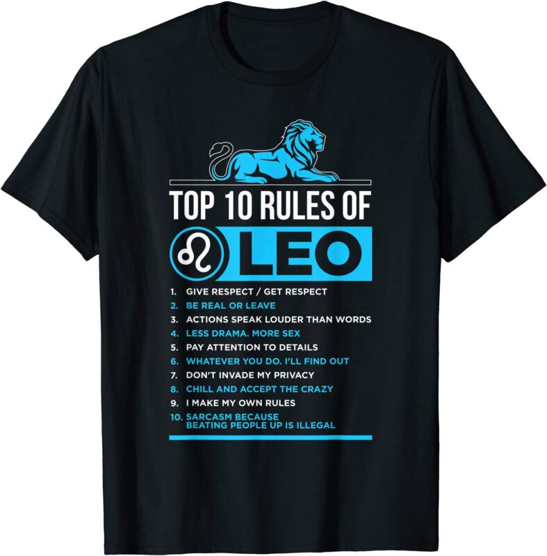 top 10 rules leo zodiac sign facts traits horoscope funny t shirt men